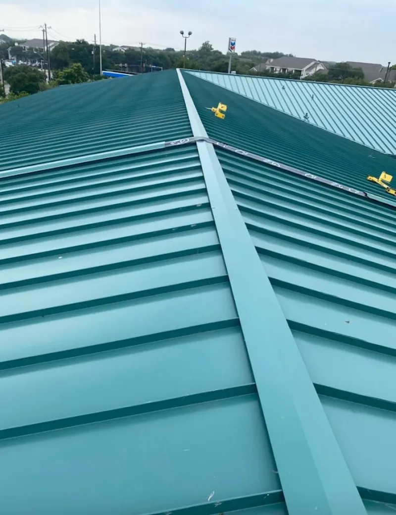 Green commercial metal roof ridge and valley for Metal Roof Repair in Dock Junction